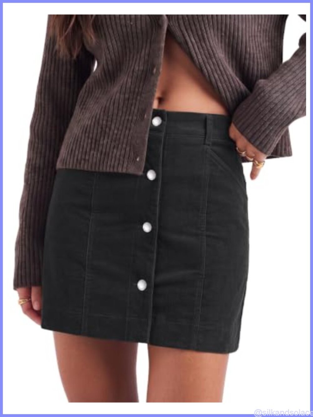 Corduroy Skirt Women Button Fly Stretchy Short Fall Skirts